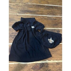 Saints New Orleans- Black Polo Baby Girl Dress 6-9m